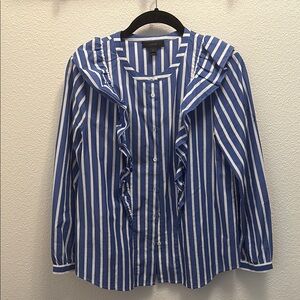 J. Crew Blue and White Striped Blouse